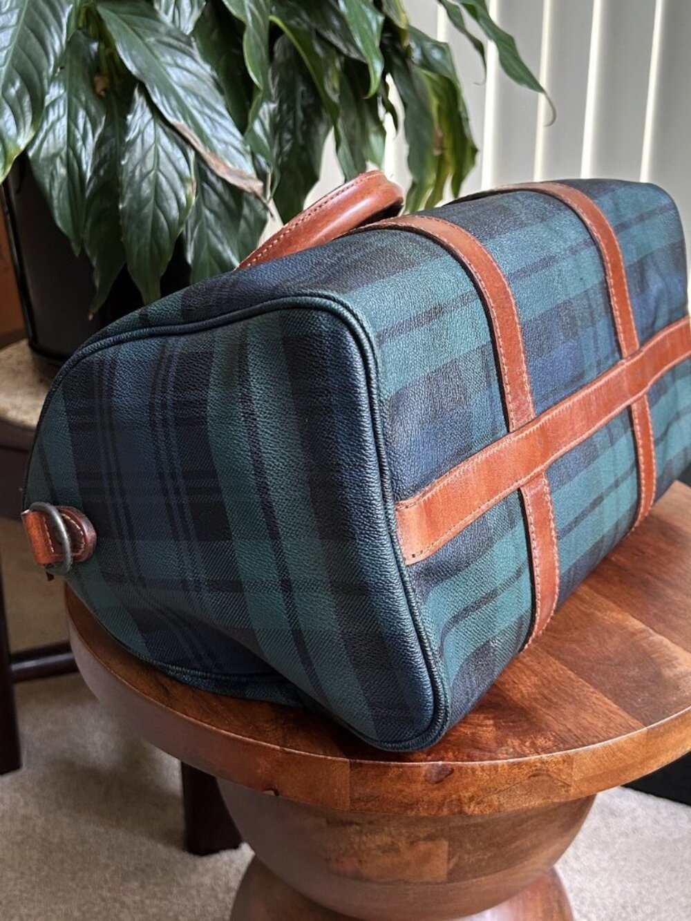 POLO RALPH LAUREN Tartan Plaid Boston Bag, Forest Green, Navy - Picture 13 of 15